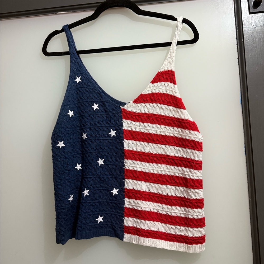 moon & madison Red, White, and Blue Knit Tank Top